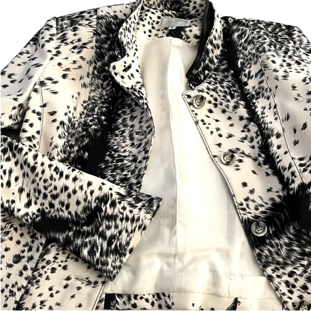 Alberto Makali Womens Animal Print MotoJacket Nehru Collar with leather trim - Picture 6 of 14